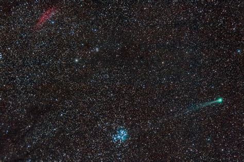 Comet Lovejoy C2014 Q2 Meets Pleiades And California Nebula Sky