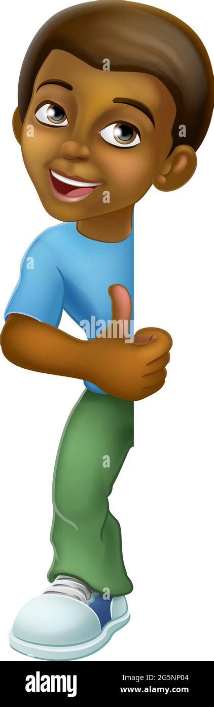 Black Boy Cartoon Child Kid Thumbs Up Sign Stock Vector Image And Art Alamy