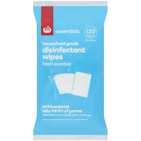 Woolworths Essentials Household Grade Disinfectant Wipes Fresh 120 Pack
