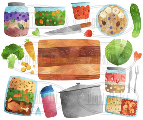 Watercolor Meal Prep Clipart By Digitalartsi Thehungryjpeg
