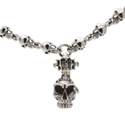 Skull Necklace Skull Chain Silver Mens Necklace Silver Mens Etsy