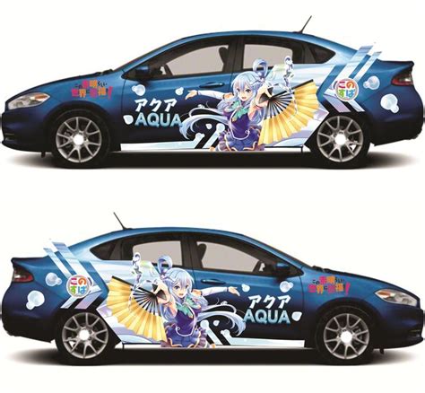 anime itasha aqua car wrap door side stickers decal fit with any cars car vinyl graphics car