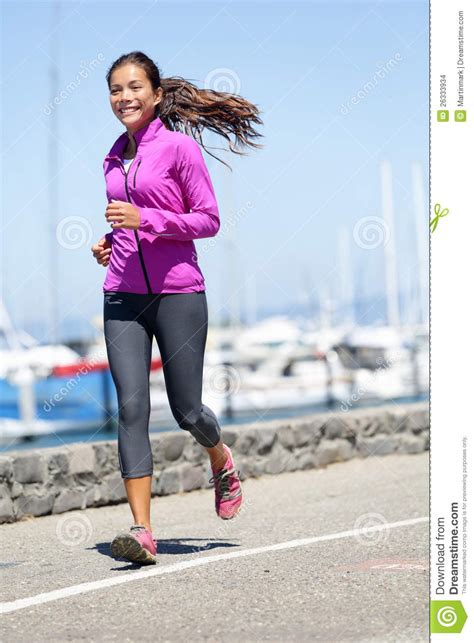 Woman Running Stock Photo Image Of Blue Harbour Front