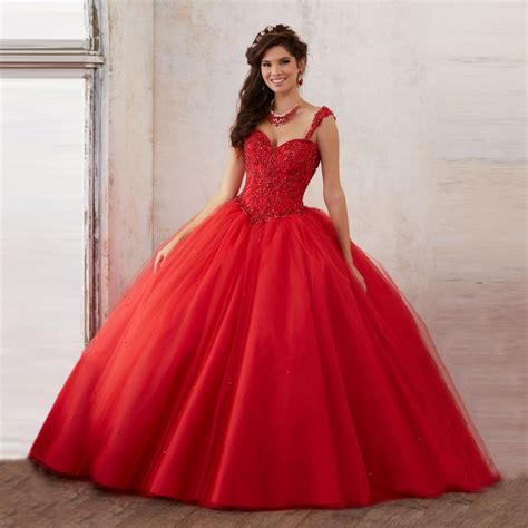 New Design Ball Gown Sweetheart Spaghetti Straps Jewelled Red