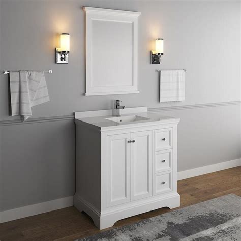 Now free shipping on all bathroom vanities. Fresca Cambria 36-in Matte White Single Sink Bathroom ...