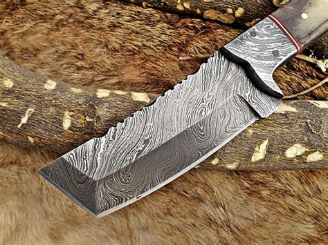 8″ Long Hand Forged Damascus Steel Full Tang Tanto Blade Pocket Knife