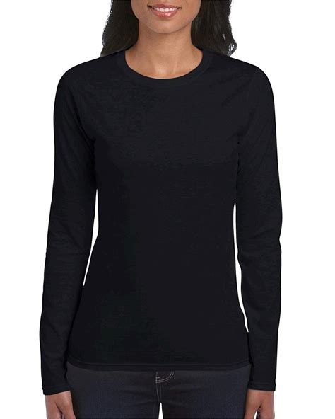 gildan women s softstyle long sleeve t shirt 2 pack black black size small ebay