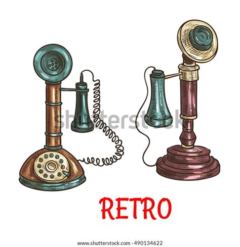 Old Vintage Retro Phones Receivers Dials Stock Vector Royalty Free