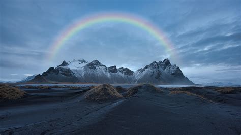 Rainbow Over Snow Covered Mountain 4k 8k Hd Wallpapers