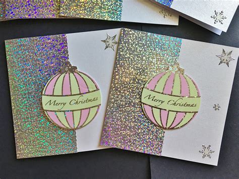 Handmade Glitter Bauble Christmas Cards Etsy