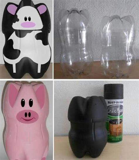 Piggy Banks Made From Plastic Bottles Soda Bottle Crafts Piggy Bank