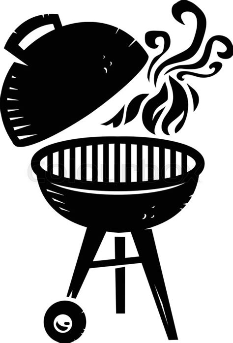 Black Bbq Grill Cooking With Smoke And Stock Vector Colourbox