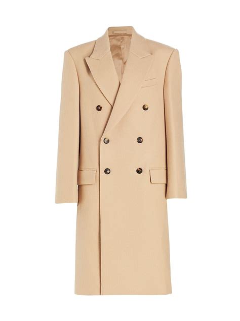 wardrobe nyc hailey bieber double breasted wool coat in natural lyst