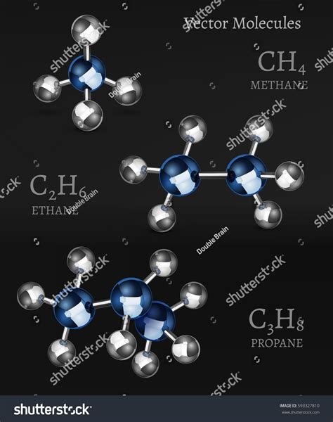 Propane Ethane Methane Molecules 3d Style Stock Vector Royalty Free
