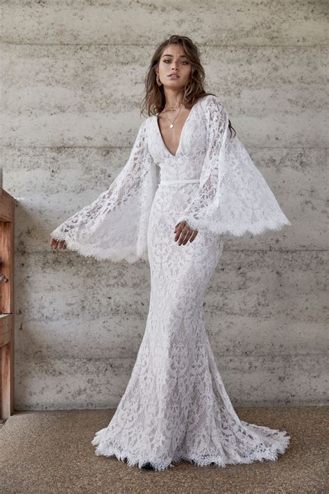 Bell Sleeve Lace Wedding Dress By Chosen Choose Wedding Dress Best