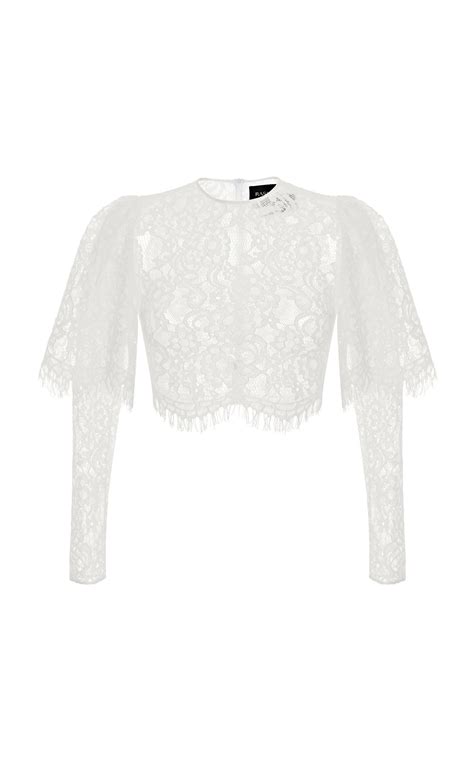 Embroidered Lace Puffed Sleeve Crop Top By RASARIO For Preorder On Moda