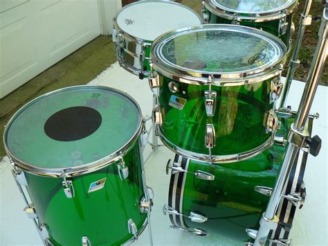1970s Ludwig Green Vistalite Big Beat Drum Set