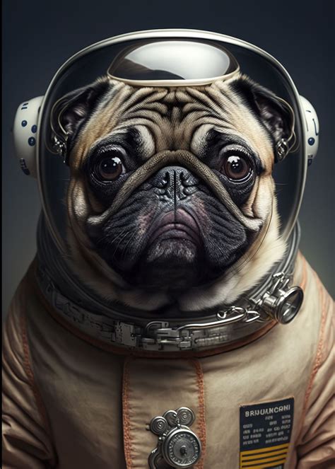 Space Pug Dog Astronaut Poster By Freddie Displate