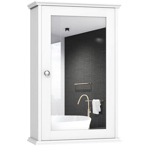 Think of humble bathroom cabinets as magic makers. Costway New Bathroom Wall Cabinet Single Mirror Door ...
