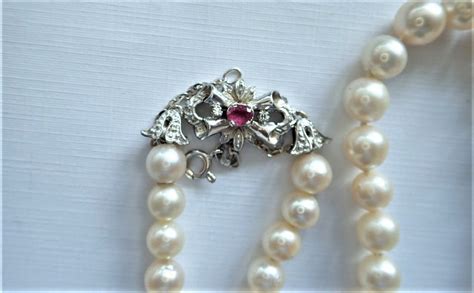 Proantic Pearl Necklaces Clasp K Gold Rubies And Diamonds
