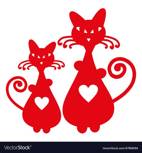 cats silhouette with heart royalty free vector image