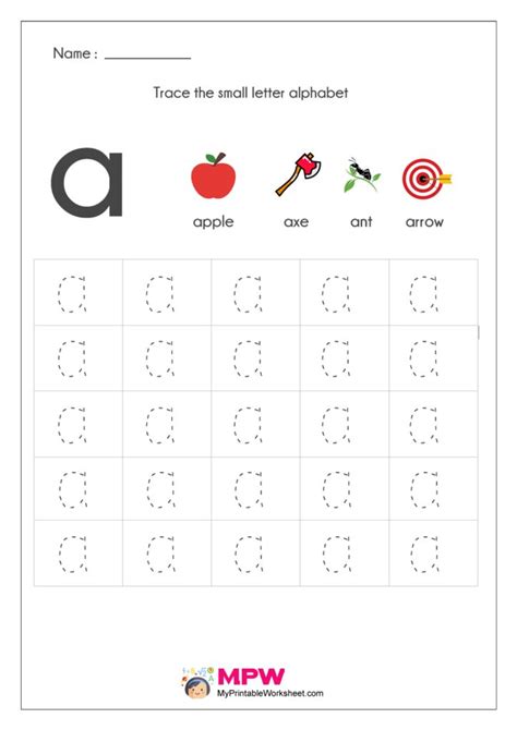 Small Letter Alphabets Tracing And Writing Worksheets Writing