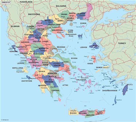 Greece Political Map Illustrator Vector Eps Maps Eps Illustrator Map
