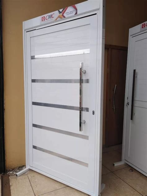 Porta Pivotante De Aluminio Branco 210x120 Linha 30 Completa R 1 519