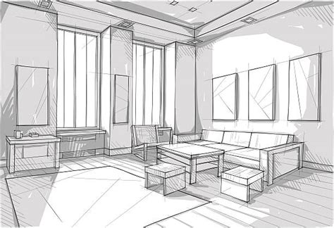 150 One Point Perspective Living Room Stock Illustrations Royalty