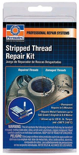 There are threads on the inside and outside of the helicoil. $13.95 PERMATEX STRIPPED THREAD REPAIR KIT #728803