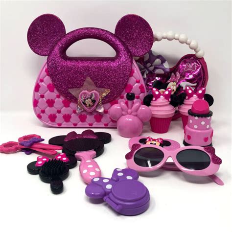 Disney Minnie Mouse Purse Play Makeup Brush Mirrors Pink Sparkle Ebay