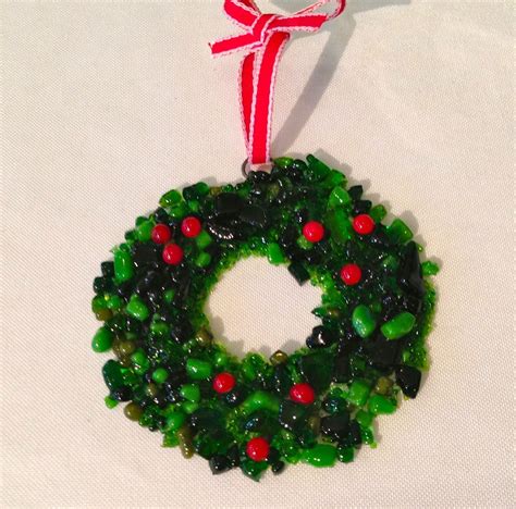 Here S My New Ornament For This Year This Wreath Is Made From Crushed Glass Frit Glass