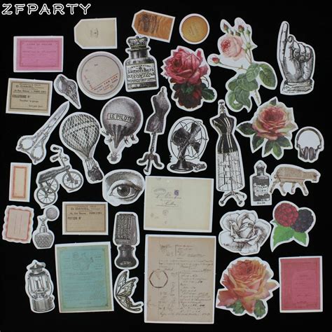 ZFPARTY 86pcs Vintage Flowers Colorful Stickers For Scrapbooking Happy