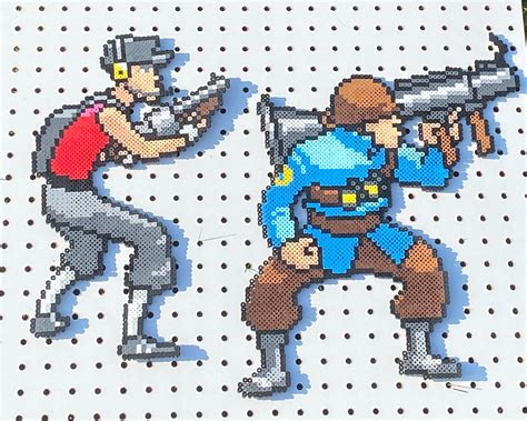 Scout And Soldier Inspired Tf2 Perler Bead Sprites Wall Etsy