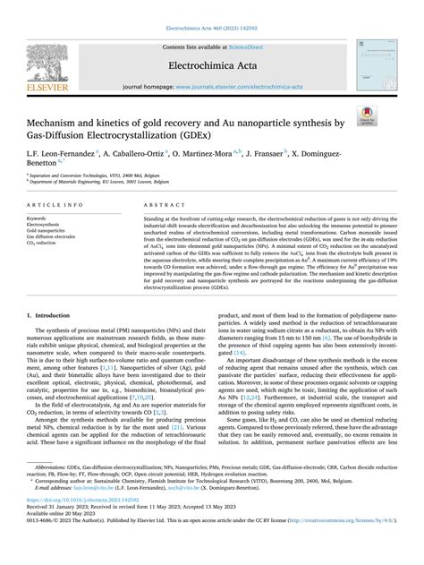 Pdf Co Driven Au Recovery And Nanoparticle Synthesis By In Situ Co Reduction On Gas