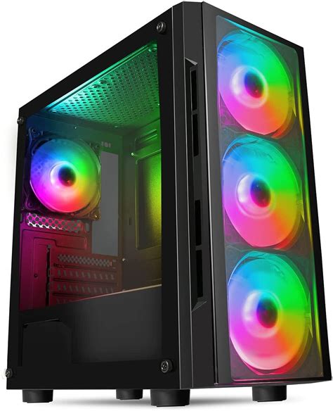 Cit Flash Argb Pc Gaming Case M Atx 4 X 120mm Argb Rainbow Fans