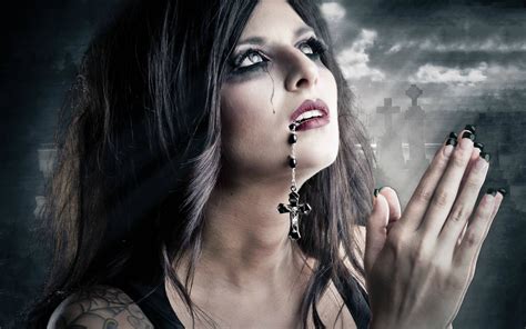 Women Dark Gothic Mood Sad Sorrow Cross Pray Death Wallpaper