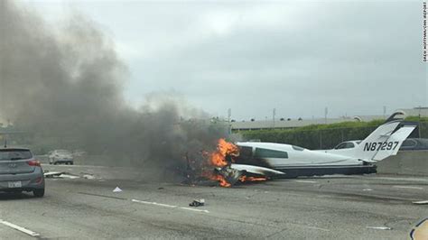 Watch Plane Crashes On Calif Highway Bursts Into Flames