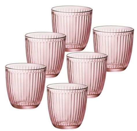 Emilja Tumbler Glas 6 Wassergläser Whiskybecher 29cl Line Rosa