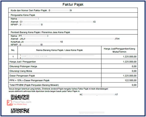 Contoh Faktur Pajak Uang Muka