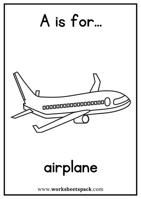 A Is For Airplane Coloring Page Free Airplane Flashcard For
