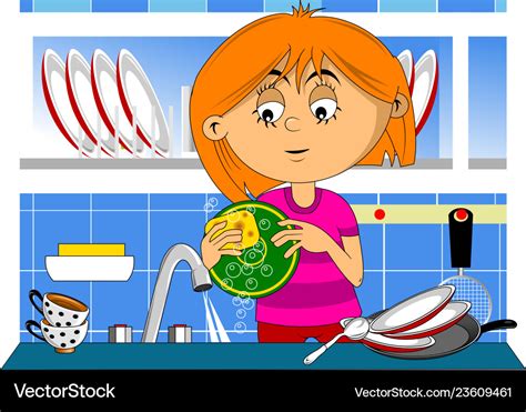 Wash The Dishes Royalty Free Vector Image Vectorstock