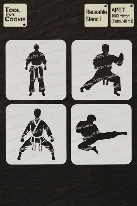 Karate Player Stencil Karate Stencil Custom Stencil Any Font Any