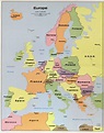 En alta resolución detallado mapa político de Europa con las marcas de ...