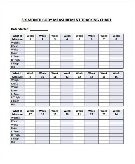 Body Measurement Chart Printable Free
