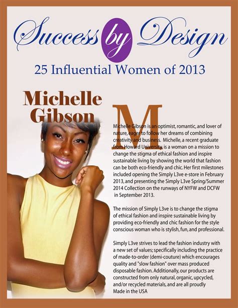 Michelle Gibson Founder Simply L3ve Silke Endress 25 Influential Women Of 2013 Influential