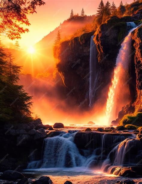 Premium Ai Image Beautiful Waterfalls Landscape