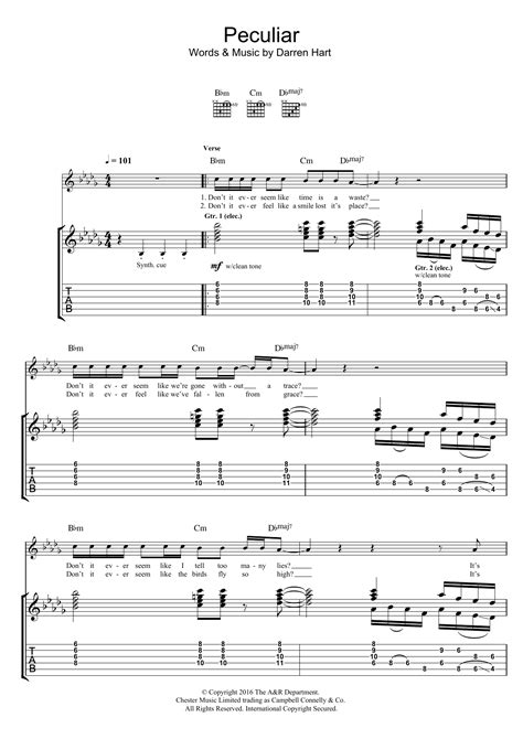 Peculiar Sheet Music Harts Guitar Tab