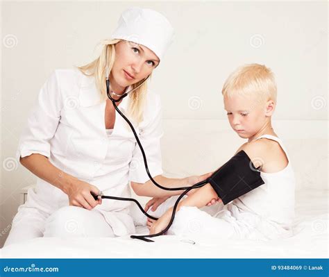 Doctor Examining Blood Pressure Stock Image Image Of Child