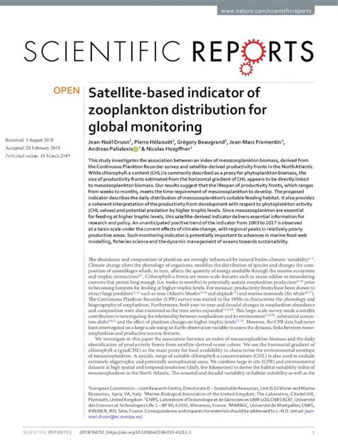 Pdf Satellite Based Indicator Of Zooplankton Distribution For Global